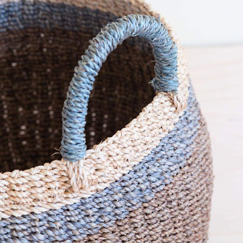 Thumbnail of Brown Tabletop Bulge Basket With Handle - Catch-All Basket image