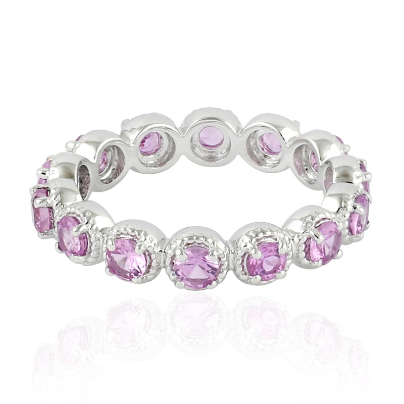 Thumbnail of 18K White Gold Pink Sapphire Eternity Ring image