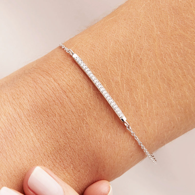 Thumbnail of Sterling Silver Diamond Style Bar Bracelet image