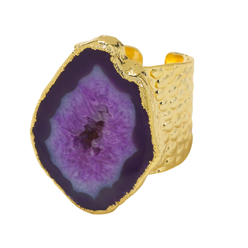 Thumbnail of Purple Mega Gemstone Gold Statement Ring image