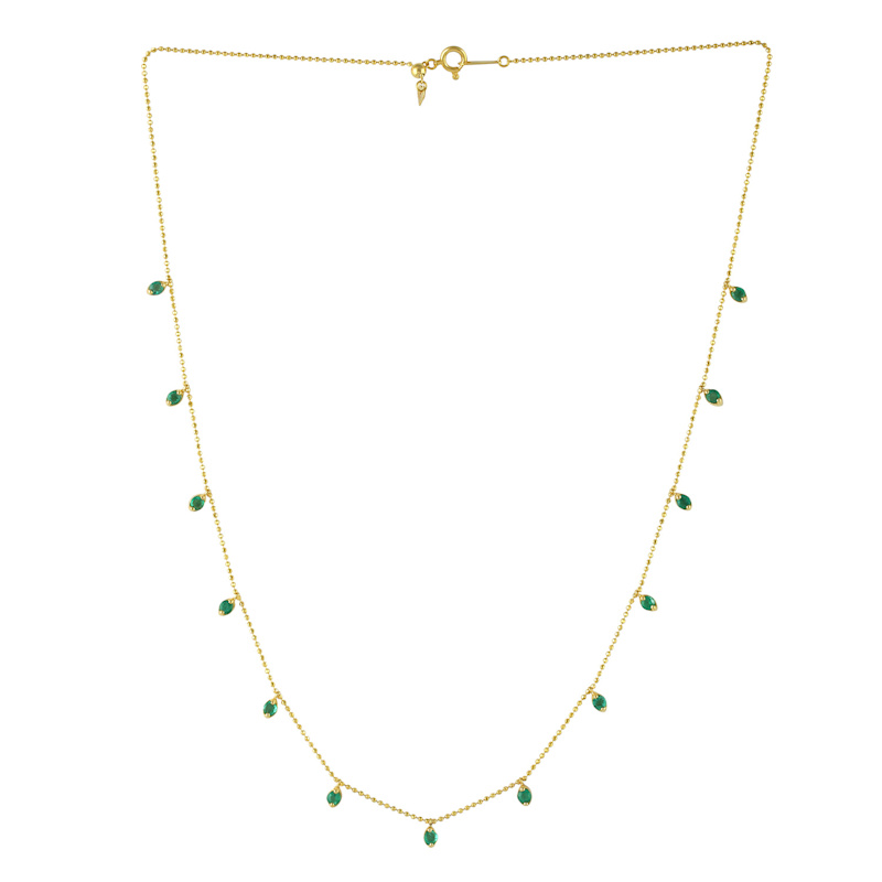 Thumbnail of Emerald Station Necklace in 18K Yellow Gold image