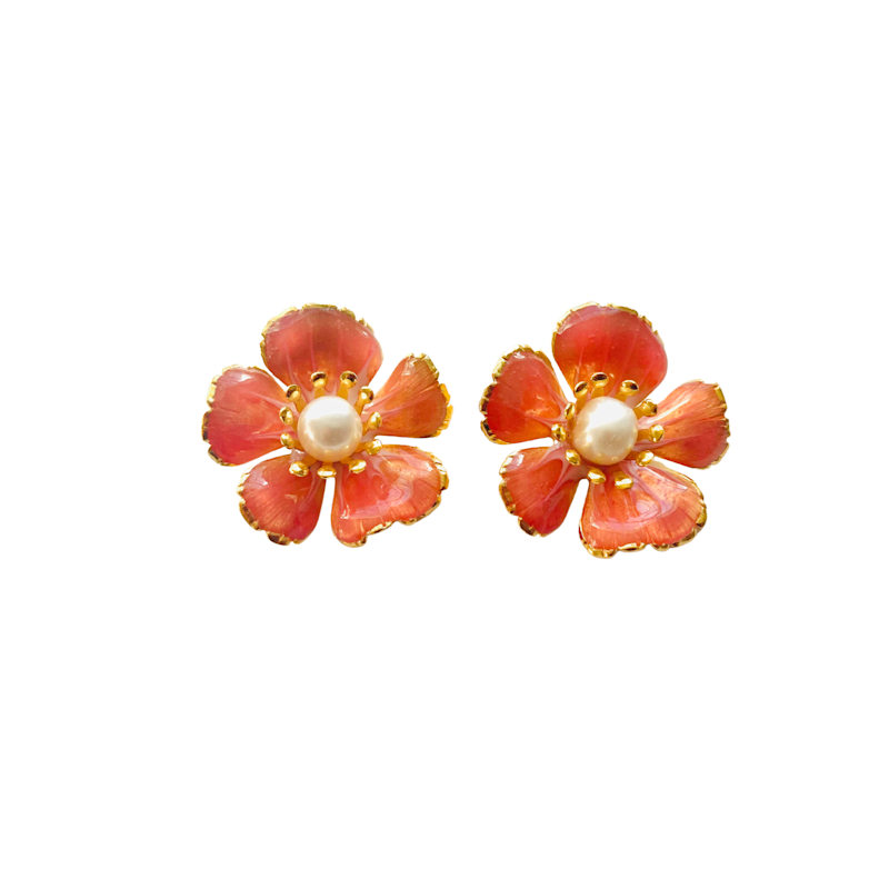 Thumbnail of Small Hand Painted Floral In Pink Coral image