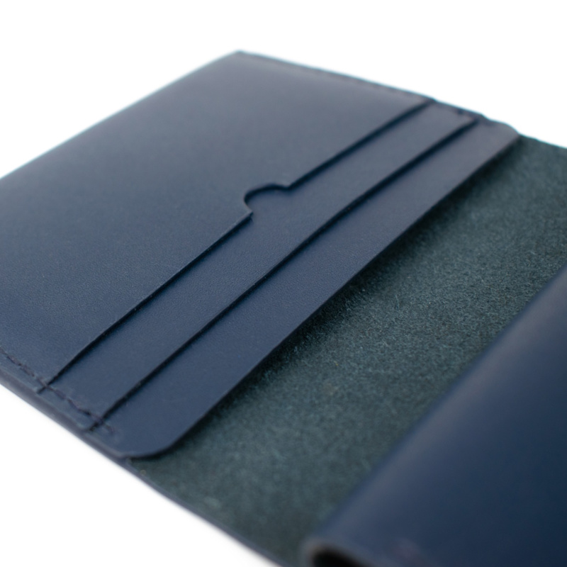 Thumbnail of Handmade Leather Coin & Card Wallet - Navy Blue image