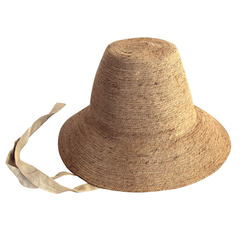 Thumbnail of Meg Jute Straw Hat, In Nude Beige With Nude Straps image