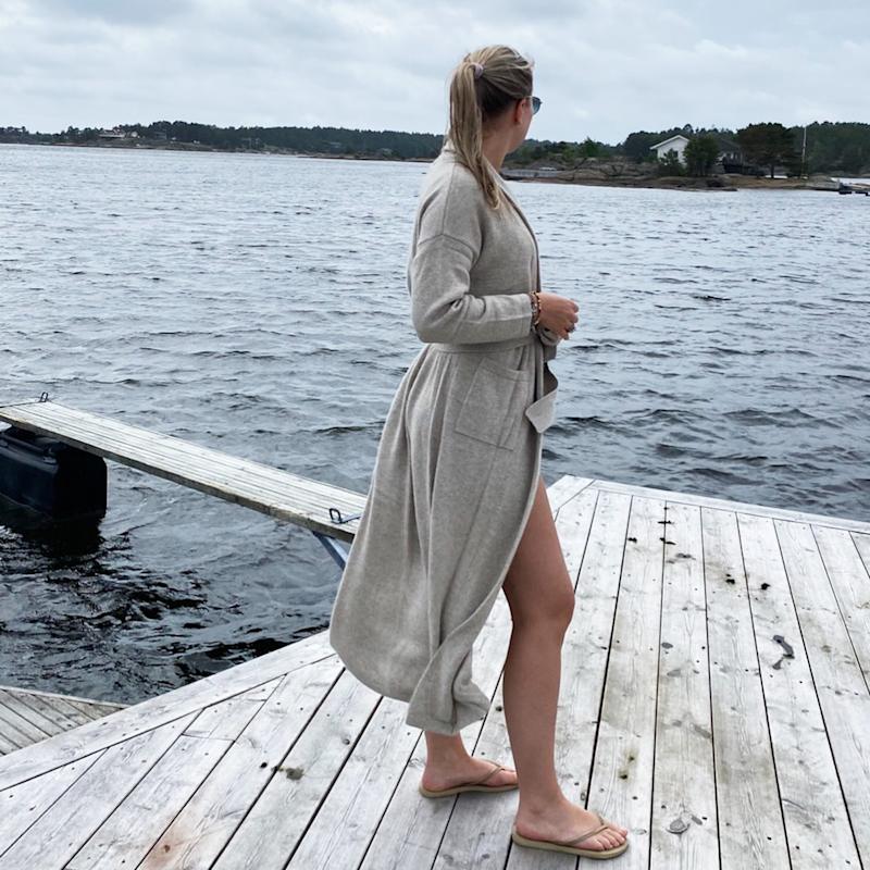 cashmere long dressing gown White + Warren | Long Cashmere Robe | L