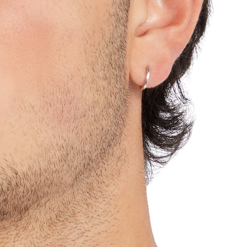 Men's White Gold Hoop Huggie Single Earring Kaizarin Wolf Badger