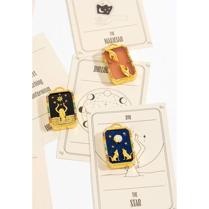 Thumbnail of Goldplated "The Lovers" Tarot Card Necklace image