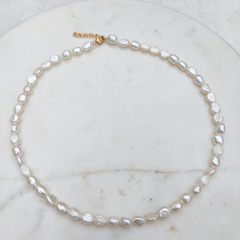 Thumbnail of Alyssa Baroque Pearl Adjustable Choker Necklace - Gold image