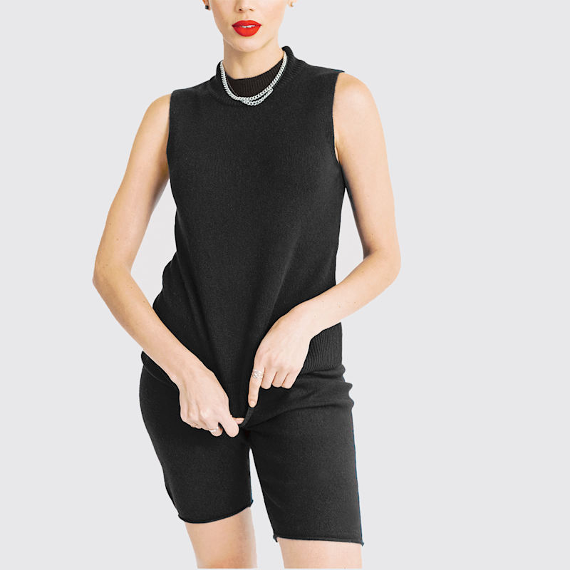 Thumbnail of Cashmere Mockneck Sleeveless Top - Black image