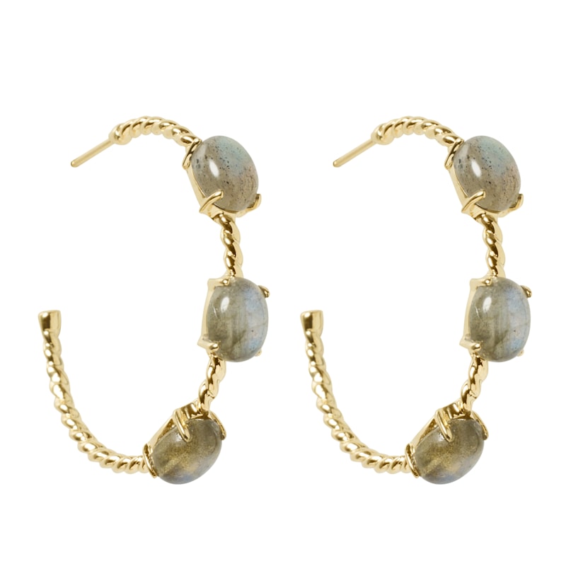 Thumbnail of Yaa Yaa Labradorite Gold Hoops image