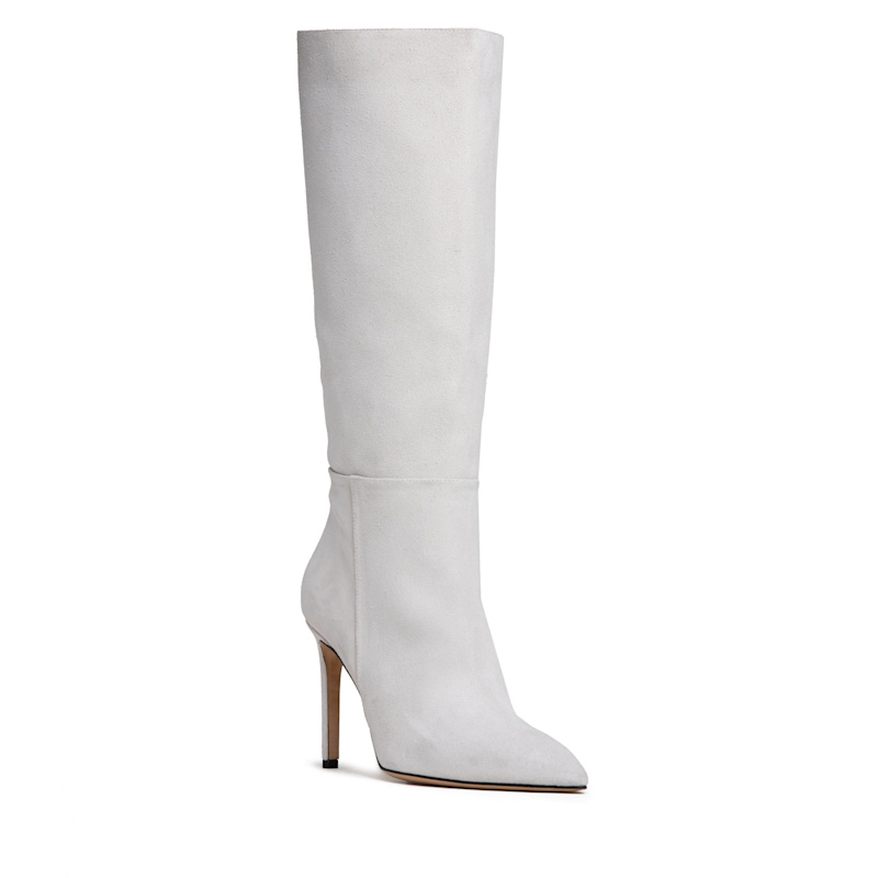 Thumbnail of Yara Off-White Tall High Heels Suede Boot image