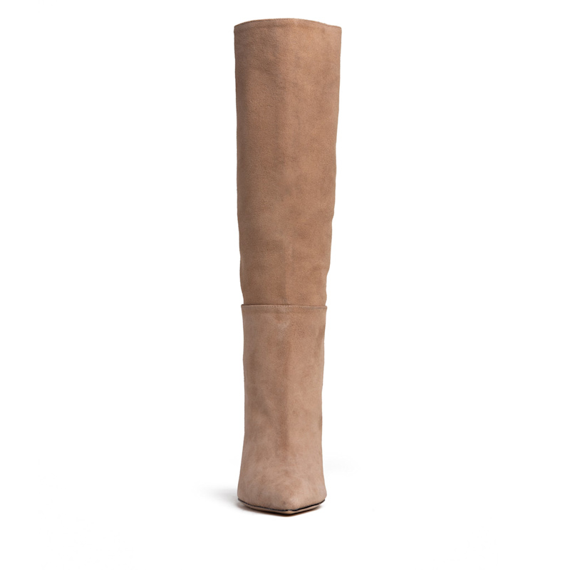 Thumbnail of Yara Comfortable Brown Suede Tall High Heel Boot image