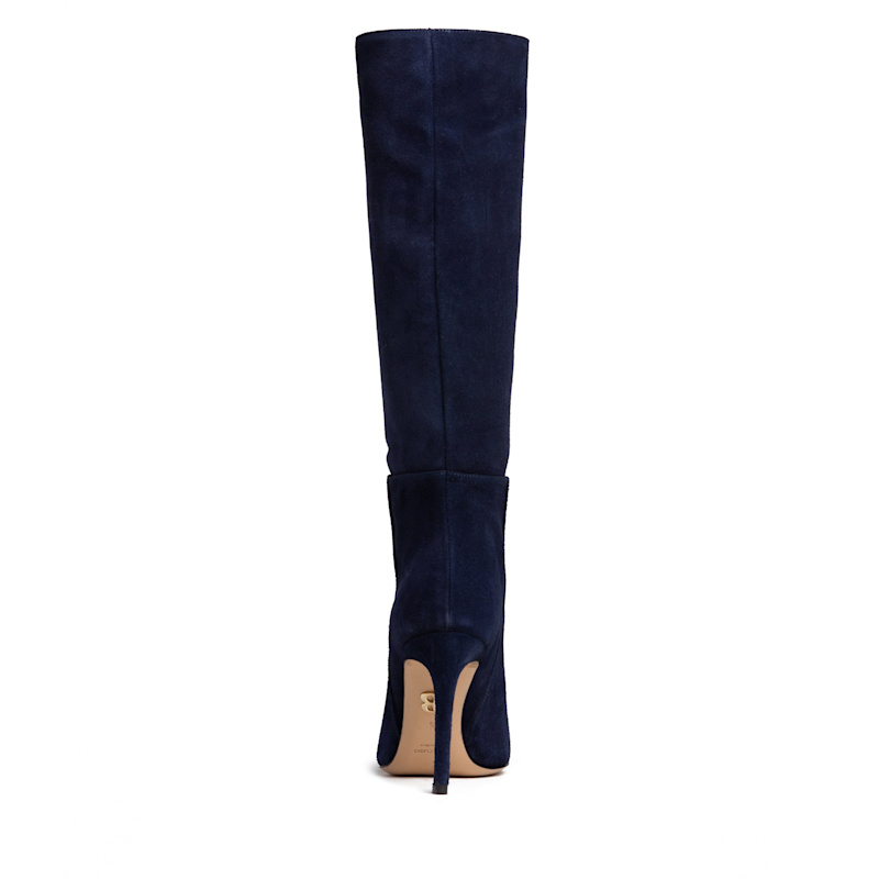 Thumbnail of Yara Navy Suede Comfortable Knee-High Evening Stiletto Boot image