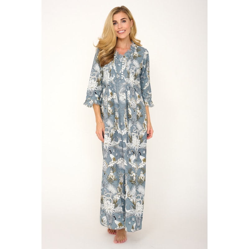 Thumbnail of Cotton Annabel Maxi Dress In Grey Tropical image