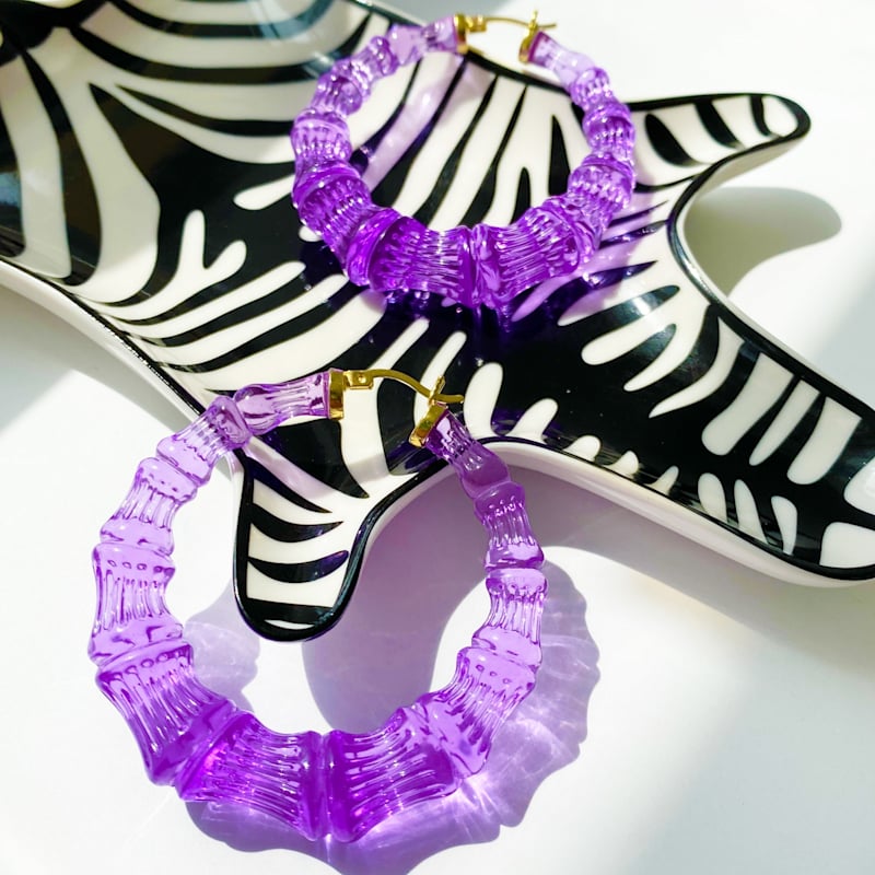 Thumbnail of Bamboo Hoop Earrings In Purple Grape image