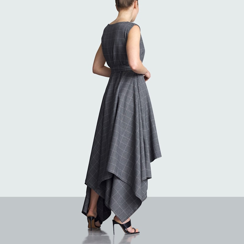 Thumbnail of Tolson Grey Grid Maxi Dress image