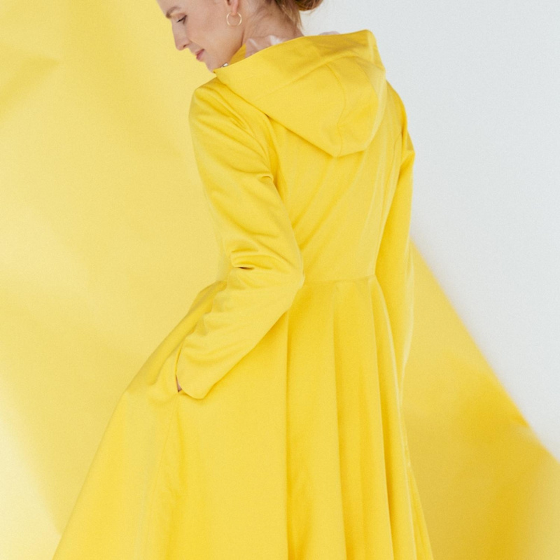 Fitted Flared Yellow Raincoat In Yellow Sun by RainSisters