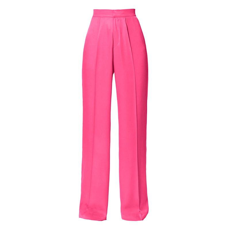 Jessie Satin Barbie Pink Wide Trousers | AGGI by HALEWSKI