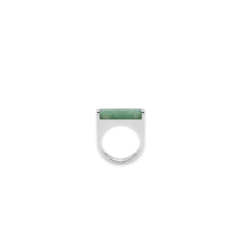 Thumbnail of Year Of The Horse Green Jade Stone Saddle Ring image