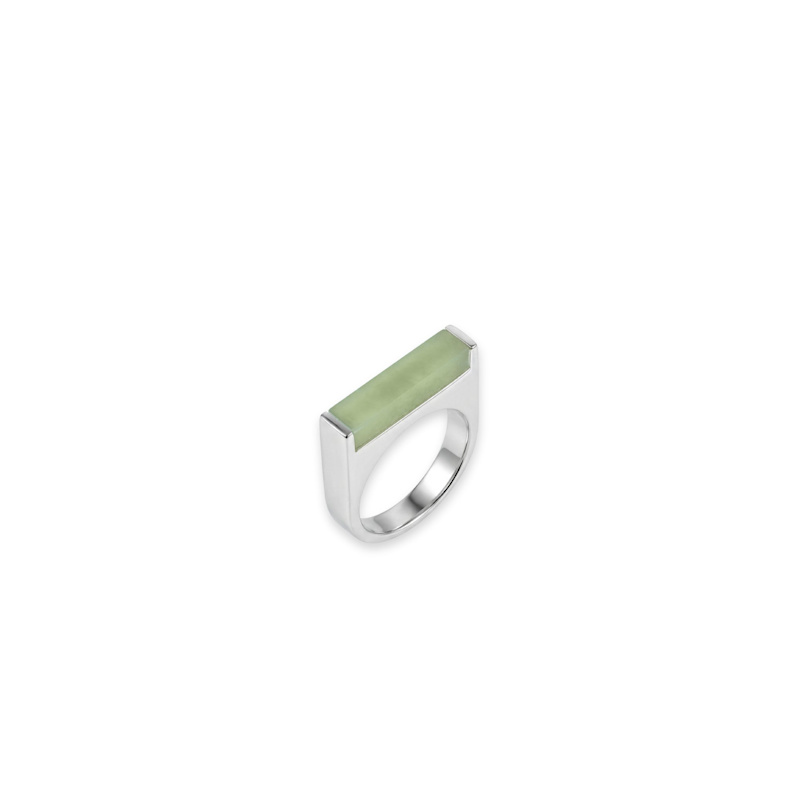 Thumbnail of Year Of The Horse Light Green Jade Stone Saddle Ring image