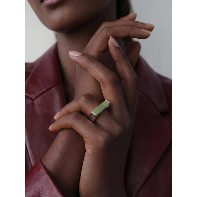 Thumbnail of Year Of The Horse Light Green Jade Stone Saddle Ring image