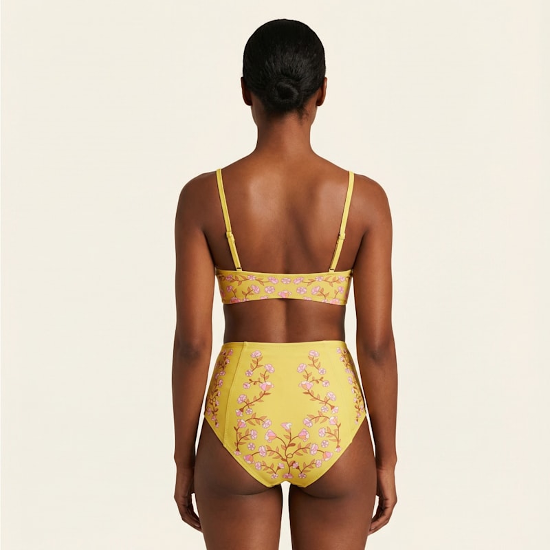 Thumbnail of Yellow Bloom High Waisted Bikini Bottom image