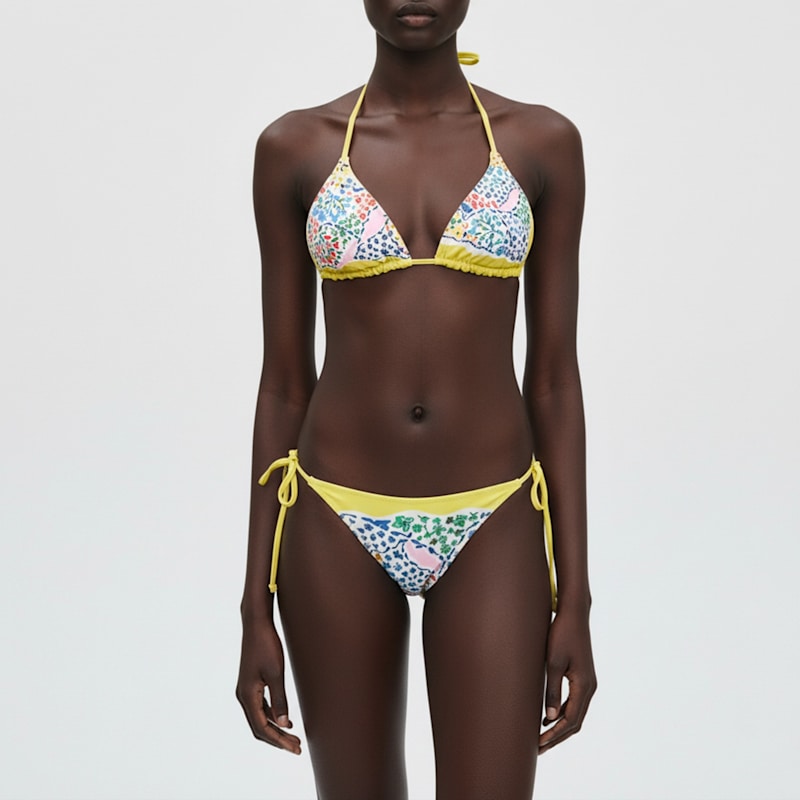 Thumbnail of Yellow Garden Reversible Triangle Bikini Top image