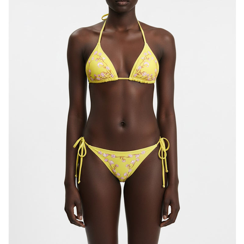Thumbnail of Yellow Garden Reversible Triangle Bikini Top image