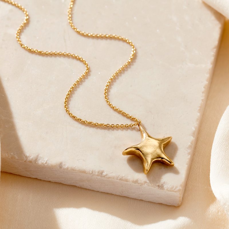 Thumbnail of Yellow Gold Chunky Star Pendant Necklace image