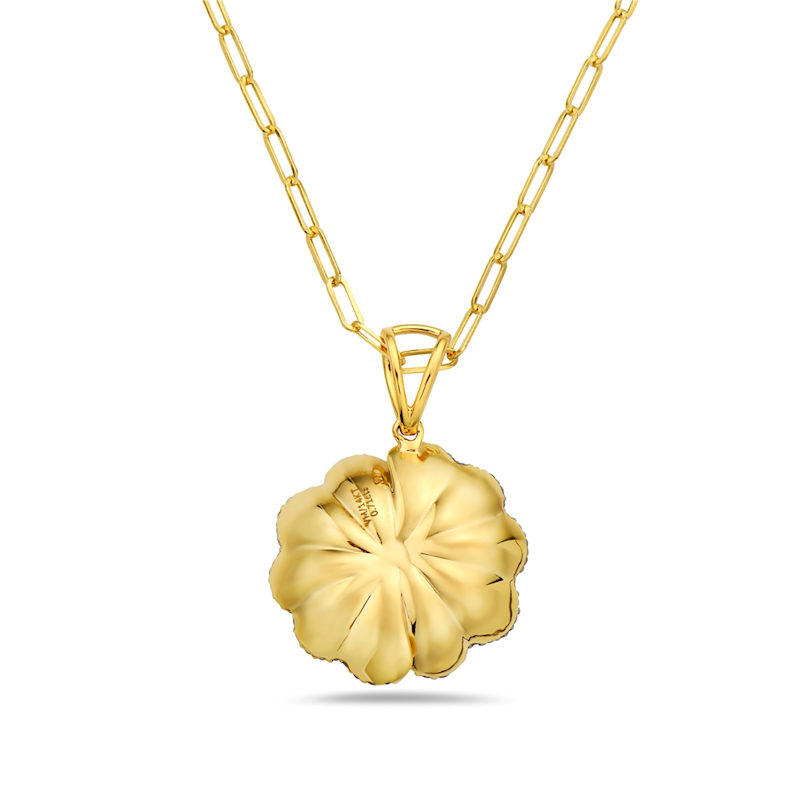 Thumbnail of Round Diamond Floral Pendant Necklace In 14K Yellow Gold image