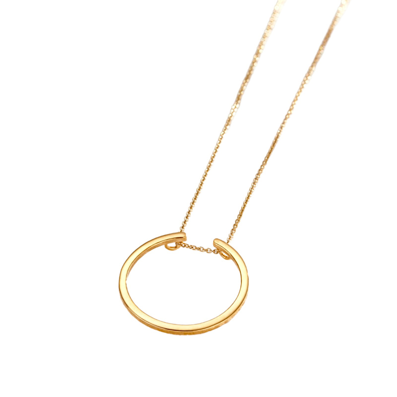 Thumbnail of Yellow Gold Plated Circle Ring Holder Necklace image