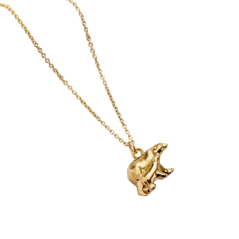 Yellow Gold Plated Mama Bear Baby Charm Necklace Posh Totty