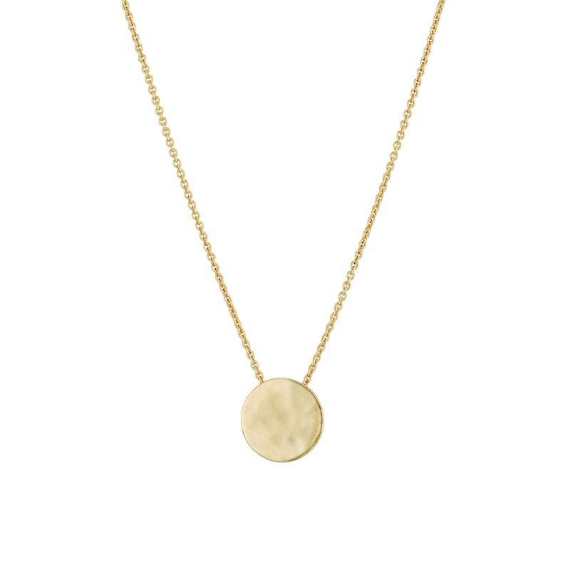 Thumbnail of Yellow Gold Plated Medium Hammered Disc Necklace image