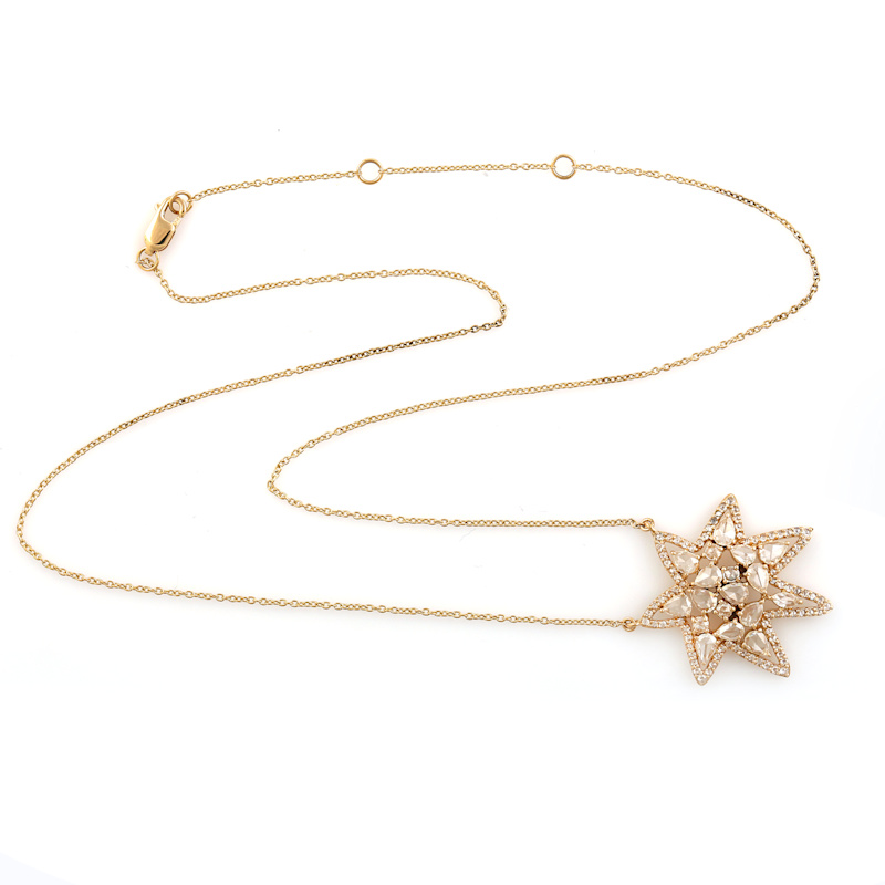 Thumbnail of Diamond Star Pendant Necklace in 18K Yellow Gold image