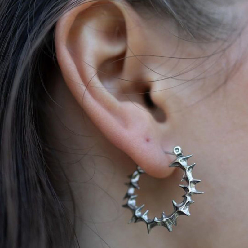 Thumbnail of Yennefer Spike Small Hoop Earrings White Gold image