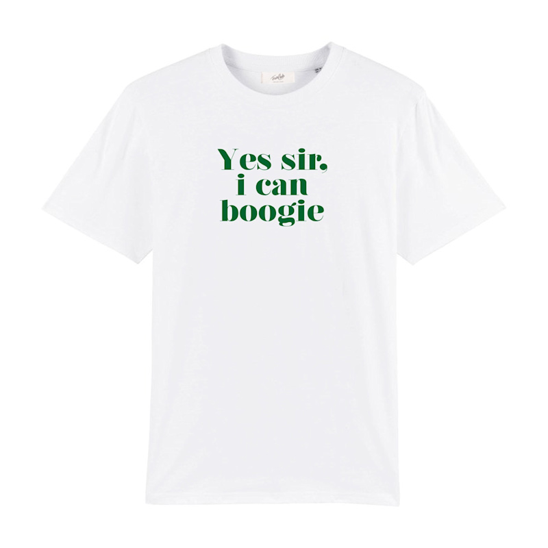 Yes Sir I Can Boogie Oversized Retro Slogan T-Shirt White