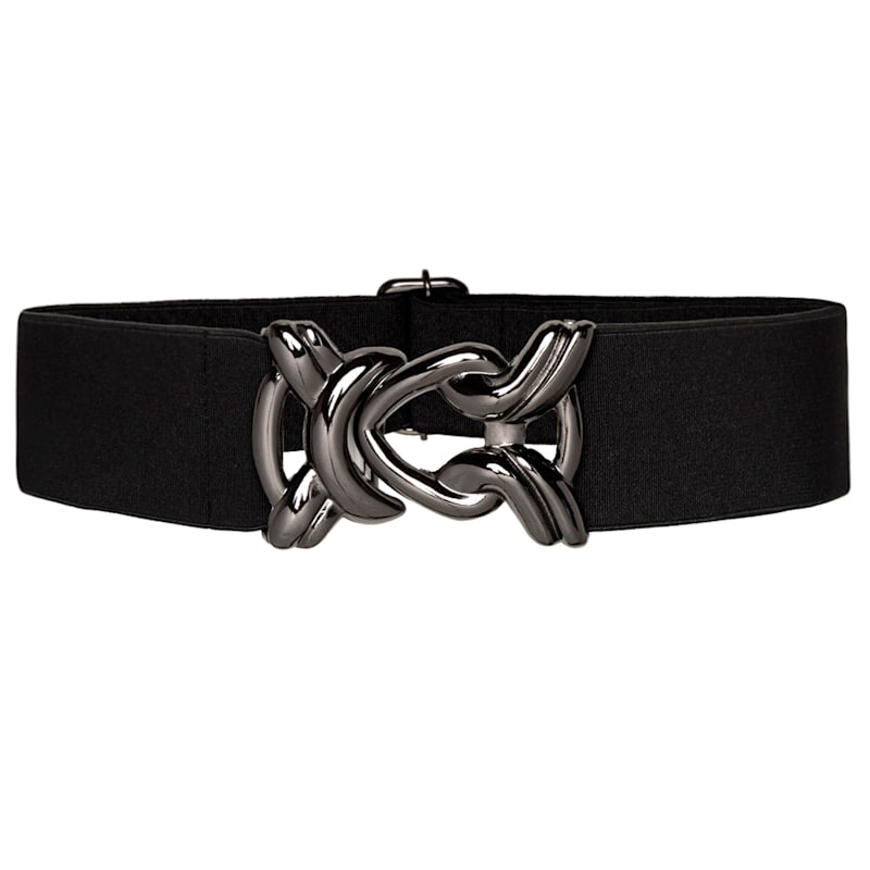 Thumbnail of Stretch Belt With Onyx Metal Knot Buckle - Black image
