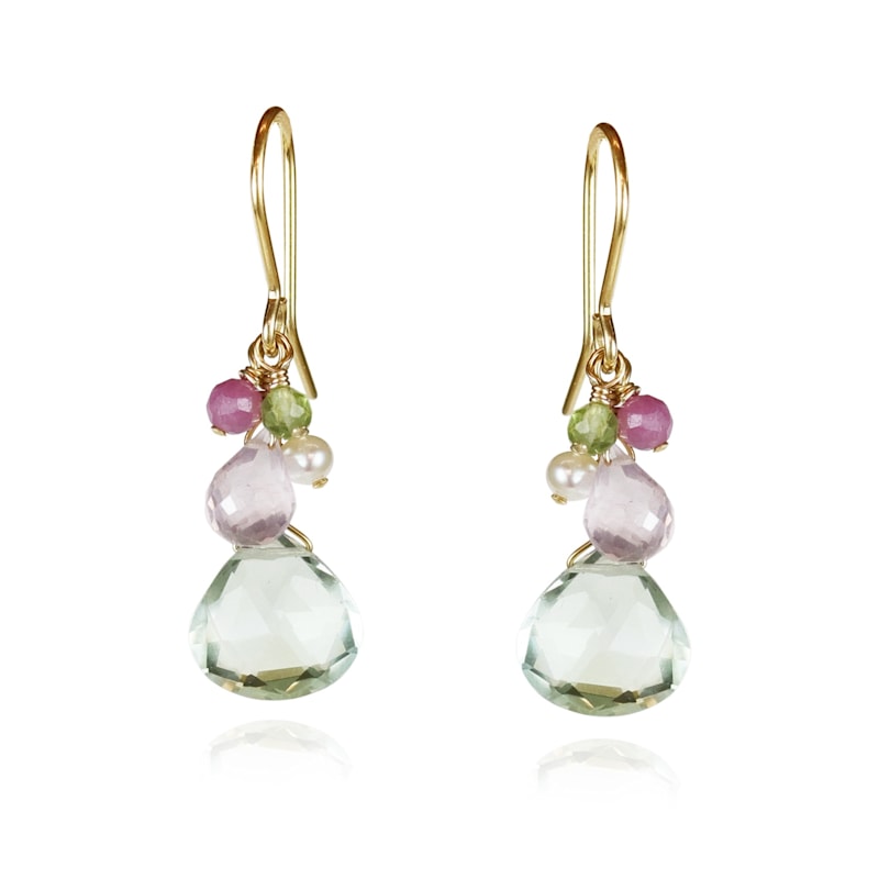 Thumbnail of Green Amethyst Cluster Drop Earrings image