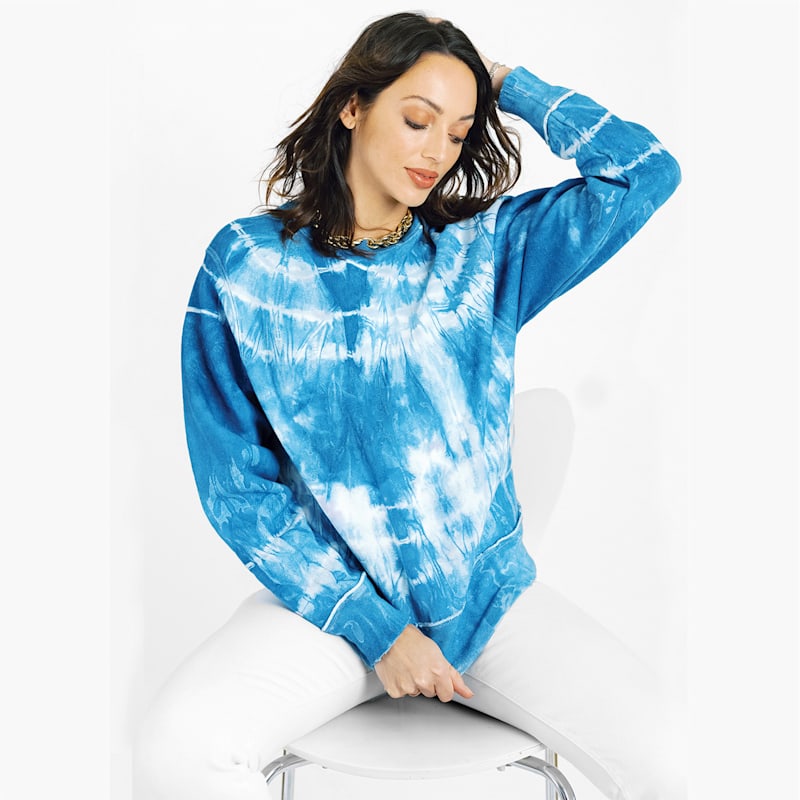 Thumbnail of Indigo Shibori Tie Dye Reconstructed Sweatshirt - Blue image