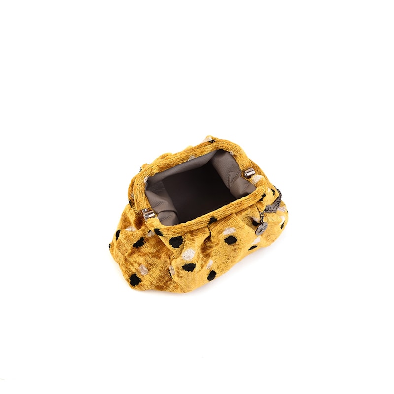 Thumbnail of Victoria Ikat Pouch Bag In Mustard, Ecru, Black image