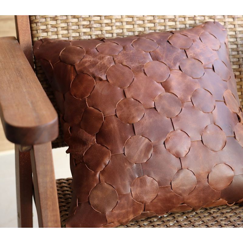 Thumbnail of Knitted Leather Throw Pillow image