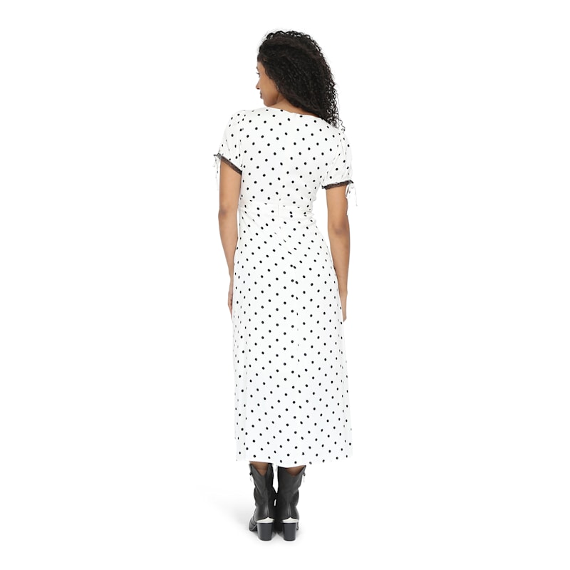 Thumbnail of You & I Polka Dot Midi Dress - Black - White image