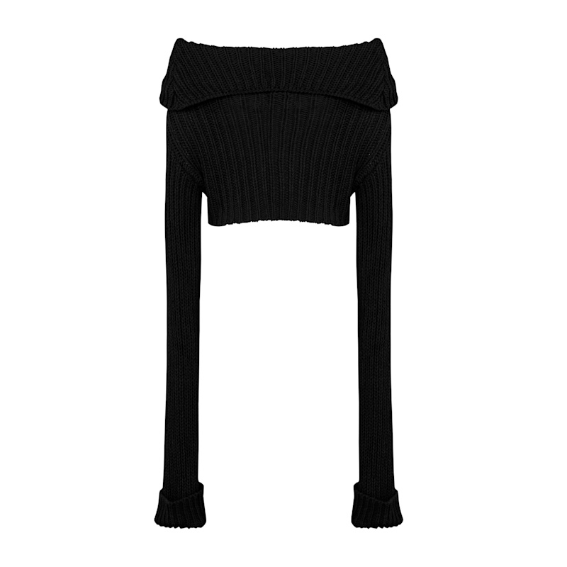 Thumbnail of Your Itch Knit Crop Top - Black image