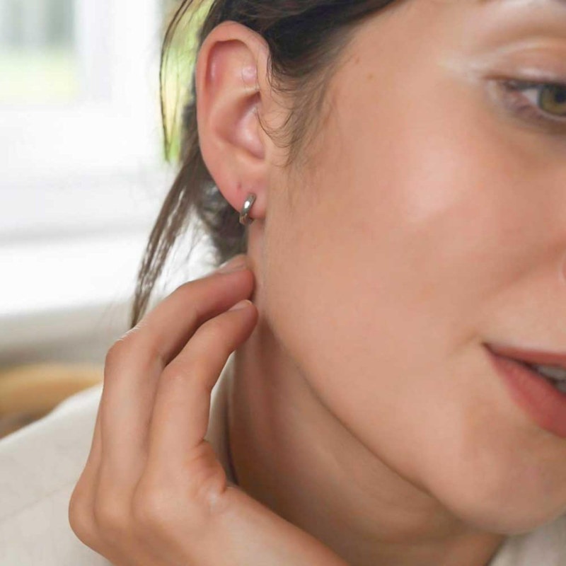 Thumbnail of Silver Huggie Hoops image