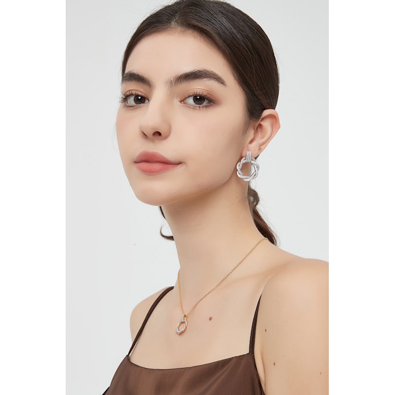 Thumbnail of Ysabel Gold Pavé Diamond Eternity Twist Hoop Earrings image