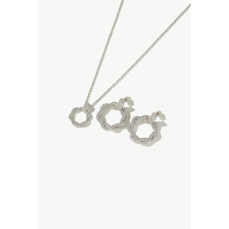 Thumbnail of Ysabel Silver Pavé Diamond Eternity Twist Hoop Earrings image