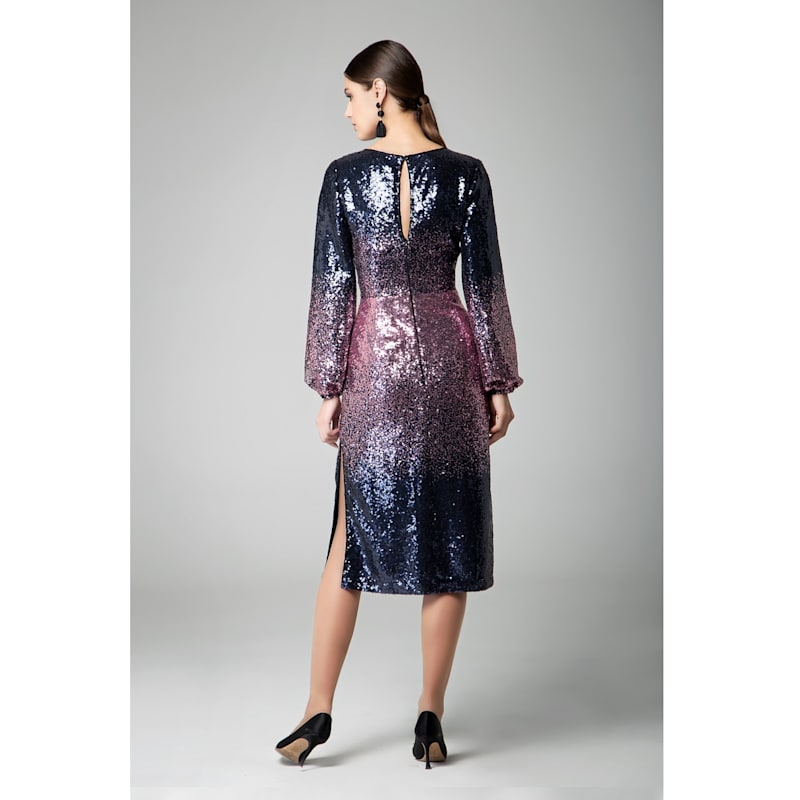 Thumbnail of Celeste Midi Sequined Ombré Dress With Side Slits image