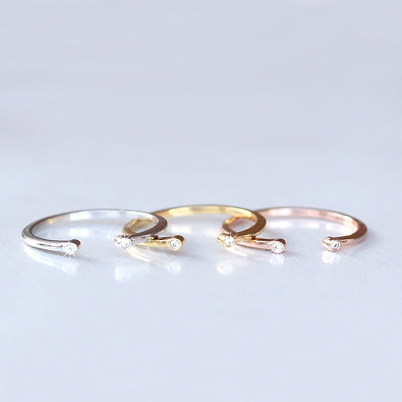 Thumbnail of Natural Diamond Open Cuff Rose Gold Ring image