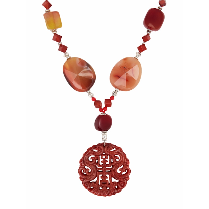 Thumbnail of Yukiko Short Necklace In Jade, Carnelian & Agate image