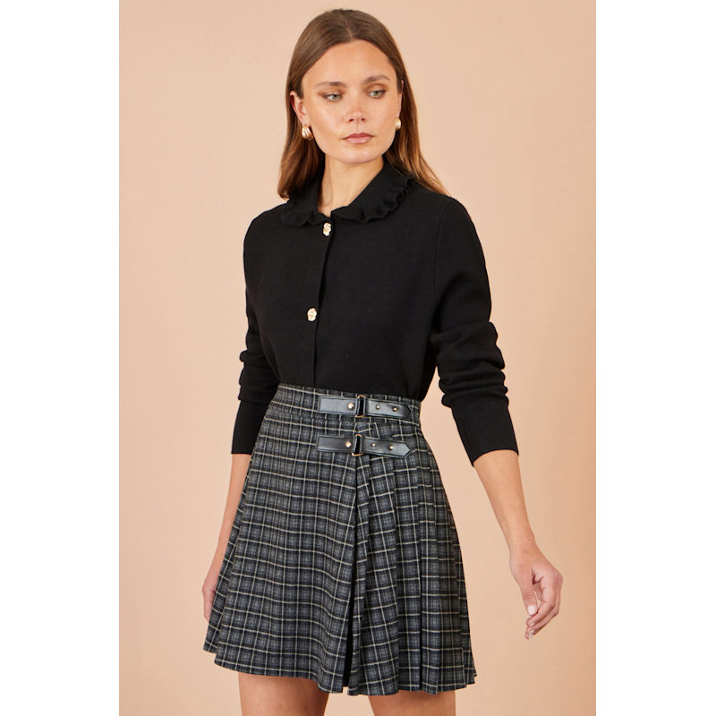 Yumi Black Check Pleated Mini Skirt | Yumi | Wolf & Badger